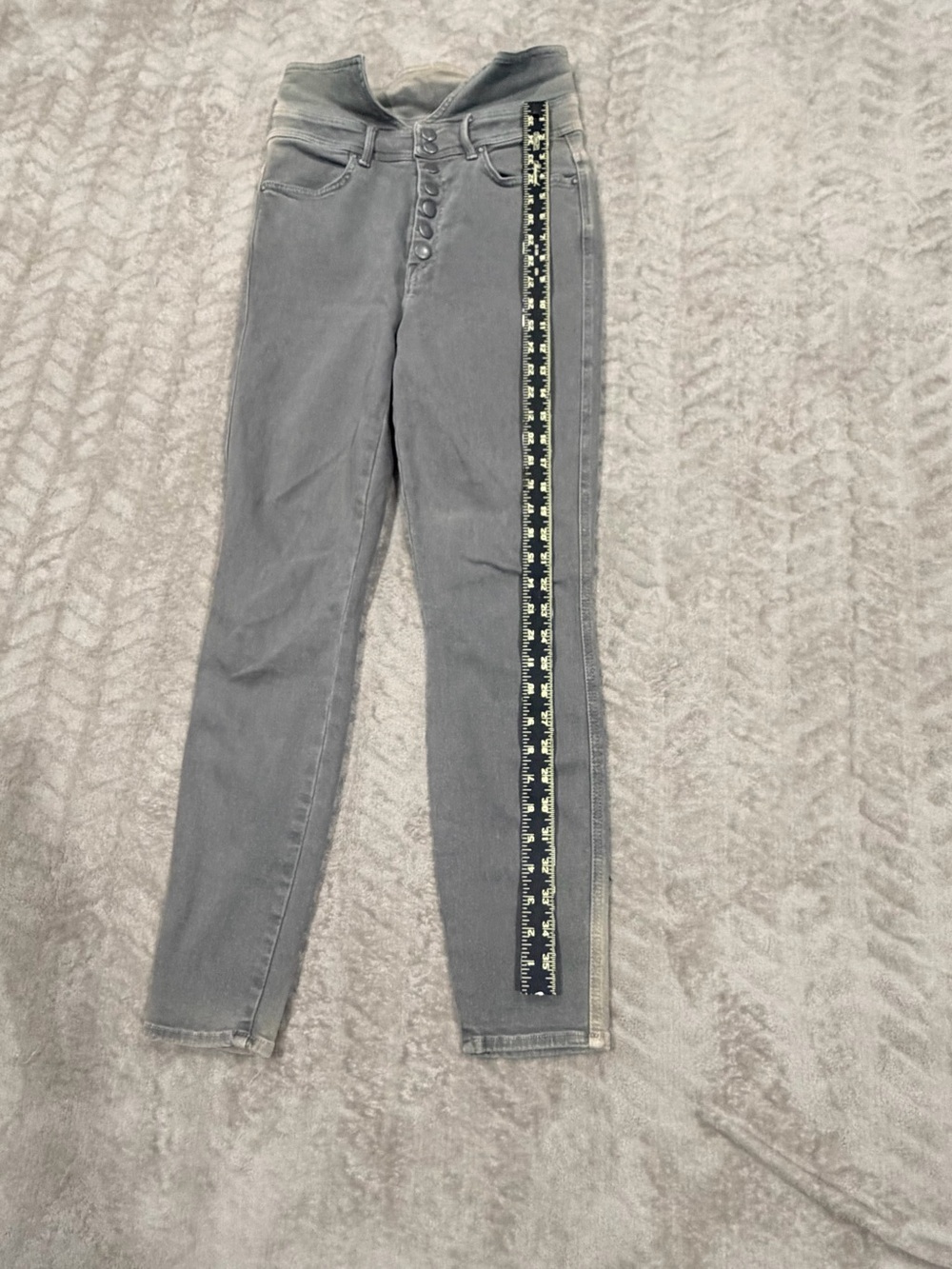 MOTHER The Swooner Exposed Snap Ankle Charcoal Gray Jeans 28 High Waist Grunge - Picture 7 of 10